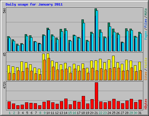 Daily usage for January 2011