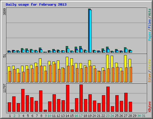 Daily usage for February 2013