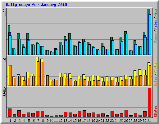 Daily usage for January 2015