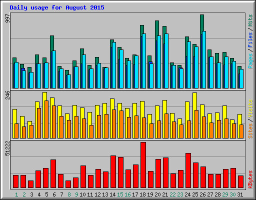 Daily usage for August 2015