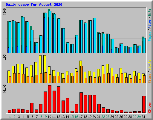 Daily usage for August 2020