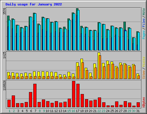 Daily usage for January 2022