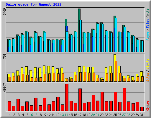 Daily usage for August 2022
