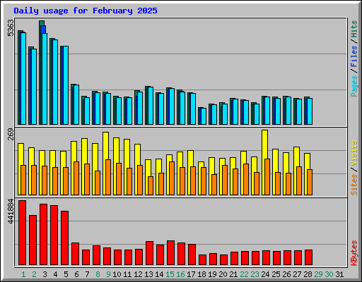 Daily usage for February 2025