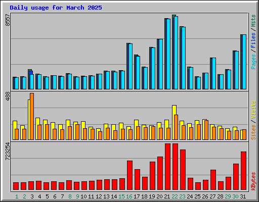 Daily usage for March 2025