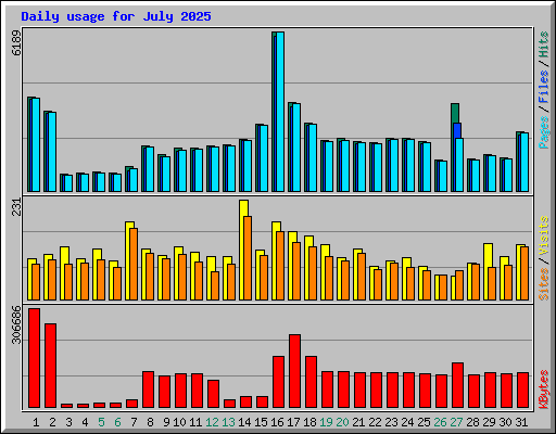 Daily usage for July 2025