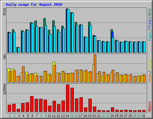 Daily usage for August 2026