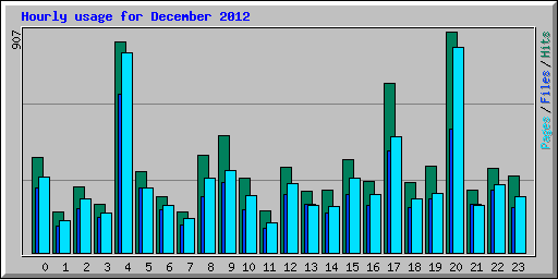 Hourly usage for December 2012