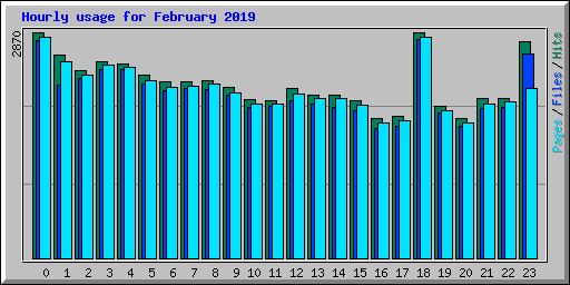 Hourly usage for February 2019