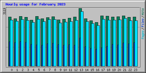 Hourly usage for February 2023